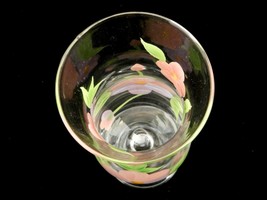 Hand Painted Hurricane Glass, Ball Stem, Floral Pattern, Decorative Bouquet Vase - $14.65