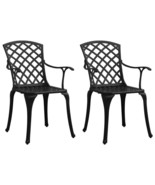 vidaXL Garden Chair Set of 2 Black Cast Aluminum Standard Ergonomic - $474.77 CAD