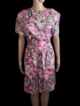 VTG 80s Langtry Floral 2 Piece Jumper Shorts Blouse Pink Flowers Medium Mom - $22.28