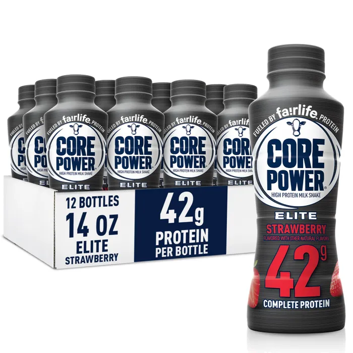 12 Pack 14Oz Core Power Elite High Protein Shakes (42g), Strawberry Flavor - £22.90 GBP