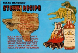 Vtg Postcard Texas Ranchers Steak Recipe Map Greetings Continental - £5.14 GBP