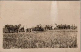 Cando North Dakota RPPC Farming Three Five Horse Team Plowing Outfit Postcard X5 - £23.91 GBP