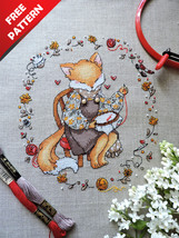 Free Fox &amp; Embroidery cross stitch pattern - $0.00