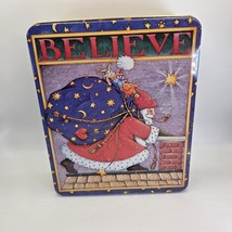 Mary Engelbreit Believe Christmas Tin Santa with Sack 1986 Vintage Holid... - $147.14 MXN