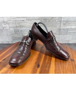 Salvatore Ferragamo Loafers Men 8 D Shoes Brown Leather Bit Apron Toe Sl... - $98.82