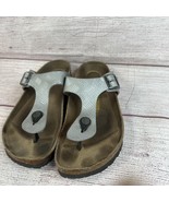 BIRKENSTOCK PAPILLIO Gray Leather Thong Sandals Sz 41M Made In Germany - $40.34 CAD