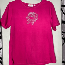 Quacker Factory sequin rose short sleeve top size small - £9.38 GBP