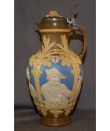 Fabulous Big Gorgeous ANTIQUE GERMAN METTLACH 3 L. BEER PITCHER #1736 ca... - $475.19