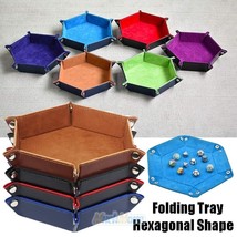 4X Pu Leather Folding Hexagonal Tray Table Dice Box Multi-Color Home Storage Box - £34.61 GBP