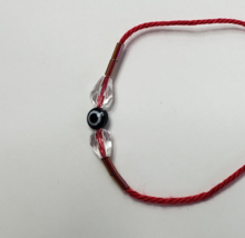 Evil Eye Red String Good Luck Protection Bracelet Kabbalah &amp; White Pear Crystals - £7.72 GBP