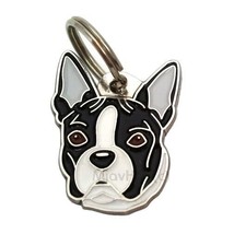 Dog name ID Tag,  Boston terrier, Personalized, Engraved, Handmade, Charm - £15.90 GBP+