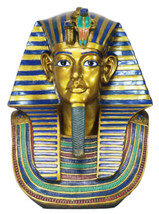 Large 18.75&quot;H Ancient Egyptian King Tut Bust Statue Burial Mask Nemes Figurine - £151.84 GBP