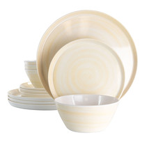 Elama Crafted Clay 12 Piece Lightweight Melamine Dinnerware Set in Cream - $77.49