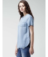 Cloth n Stone Sz S Tencel Light Blue Denim Top Blouse Side Slits Pullover - $333.55 MXN