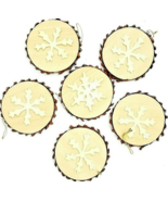 Wood Snowflake Slices Ornaments 4 1/2&quot; x 1/2&quot; Set Of 6 Rustic Wood - €13,03 EUR