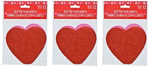 Glittery Pink and Red Heart-shaped Foams, 36-ct - $14.84