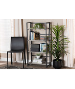 Jacek Walnut Brown and Black Metal Display Shelf w/Desk - $138.93 CAD