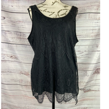 Maurices Lace Tank Top Womens L Sleeveless Scoop Neck Lined Black Nylon - £7.07 GBP