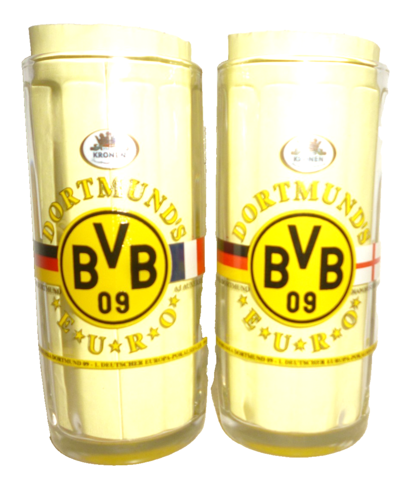 2 Kronen BVB Borussia Dortmund Soccer Champions 1966 German Beer Glass Seidels Item image 7