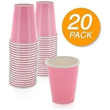 Solid Neon Pink Paper Cups Birthday Party Supplies 20 Per Package 9 oz New - £3.15 GBP