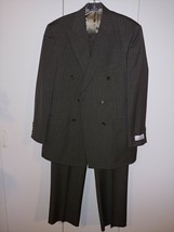 BILL BLASS MEN&#39;S 100% WORSTED WOOL 2-PC BROWN PINSTRIPE SUIT-37-34S PANT... - $55.17