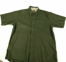 RedHead Mens Shirt Button Down Large Short Sleeve Dark Army Green - £19.77 GBP