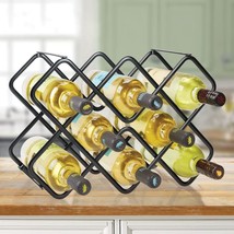 Metal Free-Standing Wine Rack Storage Organizer for Kitchen Countertops - Black - £40.33 GBP