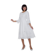 Divine  Blessings Broderie Anglaise   Elegant Midi Dress with Scalloped ... - $172.66 CAD