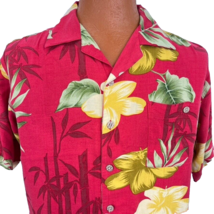 Islander Hawaiian Aloha S Shirt Hibiscus Flower Bamboo Palm Leaves Tropical - £23.91 GBP