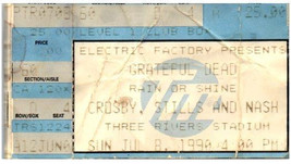 Billet De Concert Grateful Dead CSN 8 Juillet 1990 Pittsburgh Pennsylvanie - £30.67 GBP