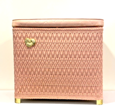 PINK !! MCM Wicker Laundry Hamper Hollywood Regency Vinyl Padded Top HAR... - $3,284.92 MXN