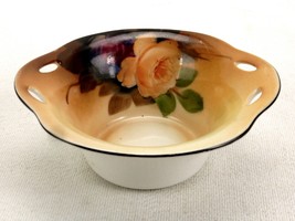 Noritake Morimura Japan Porcelain Dessert Bowl, Perforated Handles, Rose Bloom - £19.11 GBP