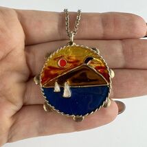 Vintage Gilt Sterling Silver 925 Women's Jewelry Chain Necklace Enamel P... - $149.00