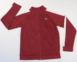 Puma Dark Red &amp; White Zip Front Track Jacket Youth Boys NWT - £31.96 GBP