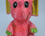 Wales Japan Elephant Still Piggy Bank Bright Pink Ceramic Japan 1960s - $16.78