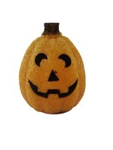 Vintage Halloween Light Up Pumpkin Jack O Lantern Melted Plastic Popcorn - £17.14 GBP