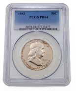 1953 50C Franklin Half Dollar Proof Graded by PCGS as PR64 - €140,42 EUR