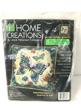 Alice Peterson Home Creations Needlepoint Pillow Top Kit Fantasy Butterfly Vtg  - £46.87 GBP