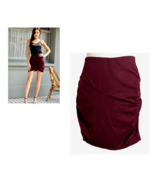 Kate Kasin Womens Burgundy Red Ruched High Waisted Knit Skirt Size M - £15.58 GBP