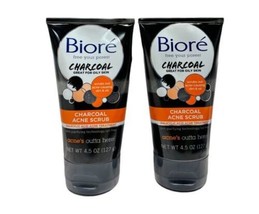 (2) Biore Charcoal Acne Face Scrub Gently Exfoliate Skin Purifying 4.5oz Ex1/25+ - £23.33 GBP