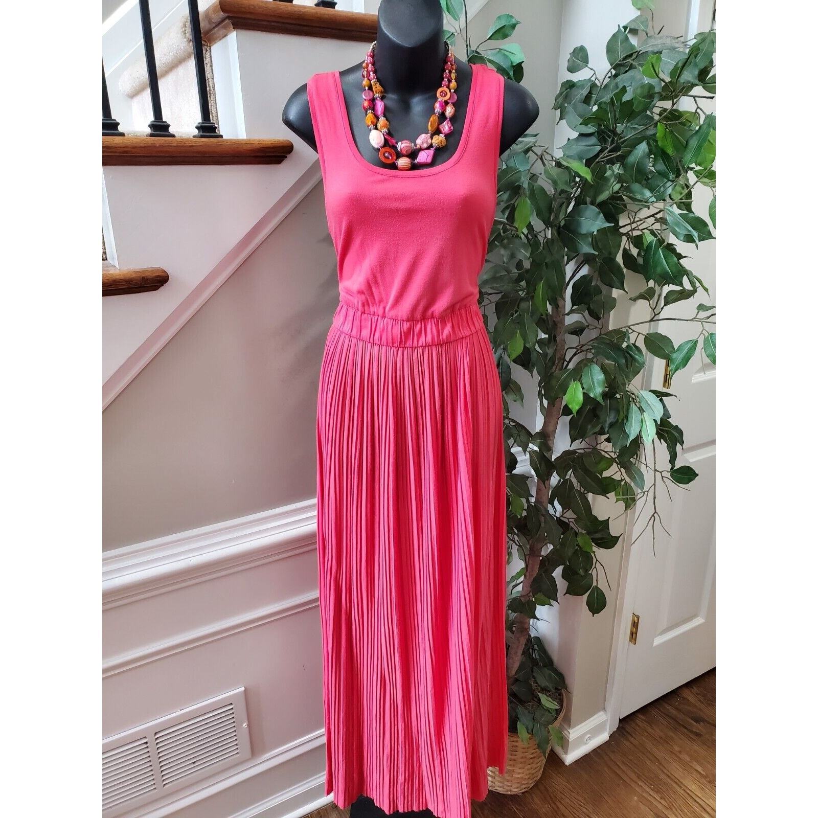 Calvin Klein Women's Pink Viscose Scoop Neck Sleeveless Long Maxi Dress Size S Item image 11
