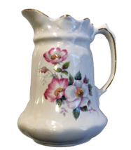 House of Webster milk pitcher creamer Briar Rose pattern white w/pink Flowers - £7.31 GBP