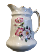 House of Webster milk pitcher creamer Briar Rose pattern white w/pink Fl... - £6.84 GBP