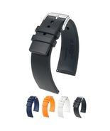 Hirsch Pure Caoutchouc Watch Strap - White - M - 18mm / 16mm - Shiny Sil... - $87.95