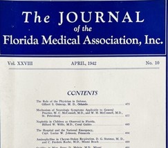 Florida Medical Association Journal 1942 WW2 Era Antique Magazine V28 No10 E48 - £31.89 GBP