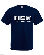 Mens T-Shirt Quote Eat Sleep Code, Programmer Coder Motivational Text Tshirt - £19.77 GBP