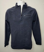 Marc Anthony Slim Fit S Quarter Zip Blue Pullover Activewear Sweatshirt Pocket - £18.85 GBP