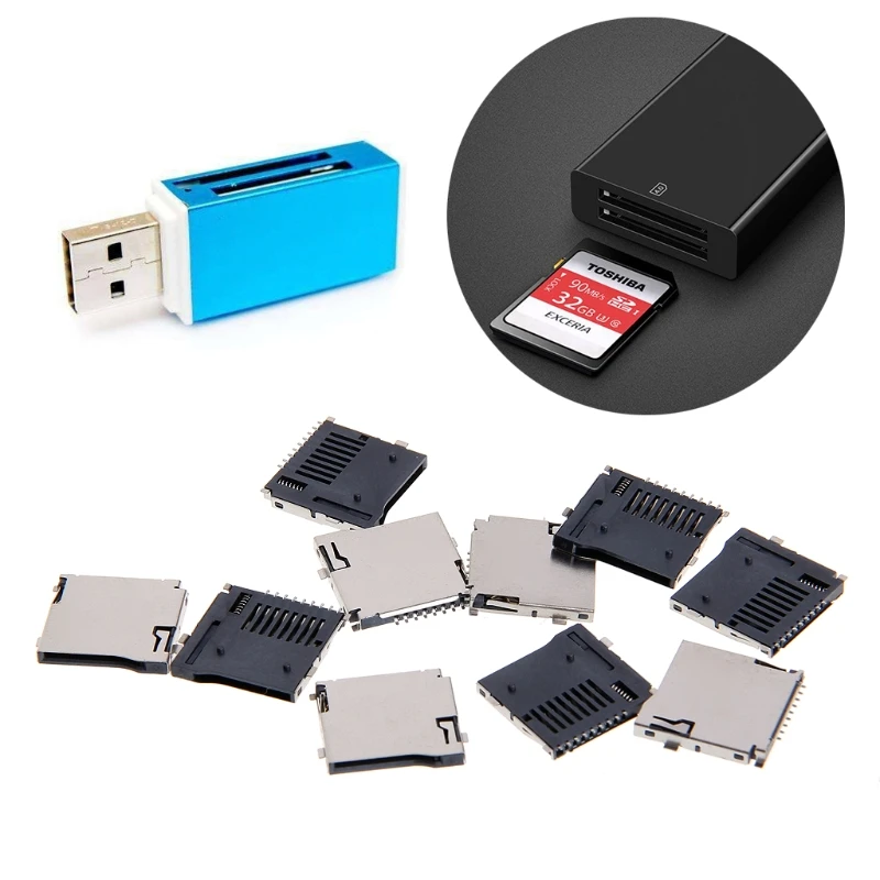 House Home 10PCS Push-Push Type TF Micro SD Card Socket Adapter Automatic PCB Co - £19.98 GBP