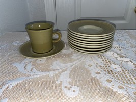 Franciscan Pebble Beach 1 Cup And 10 Saucers Sage Green  5.5” - £9.55 GBP
