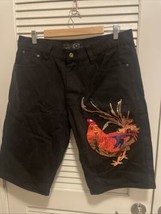 Black Sequined Rooster Denim Jean Shorts Men&#39;s Size 40 - £27.80 GBP